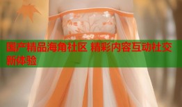 国产精品海角社区 精彩内容互动社交新体验